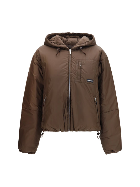 Miu Miu Short ripstop Down Jacket - Cacao