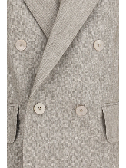 MAX MARA Olimpia double-breasted chevron linen Blazer