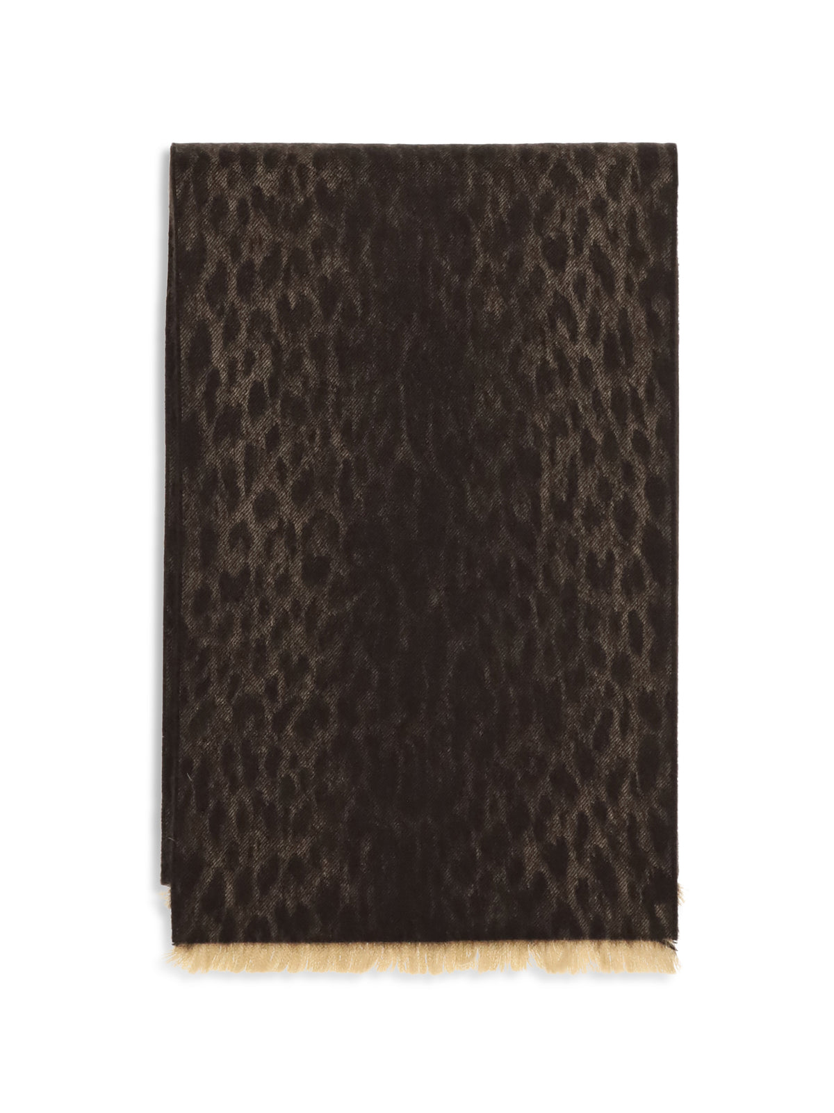 Gucci Leopard-print wool Scarf with monogram - Camel/Dark Brown