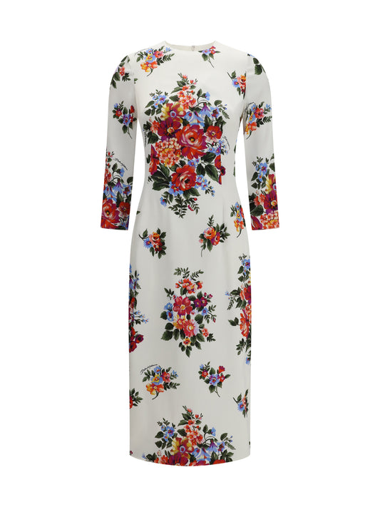 DOLCE & GABBANA Floral Print Stretch Viscose Dress