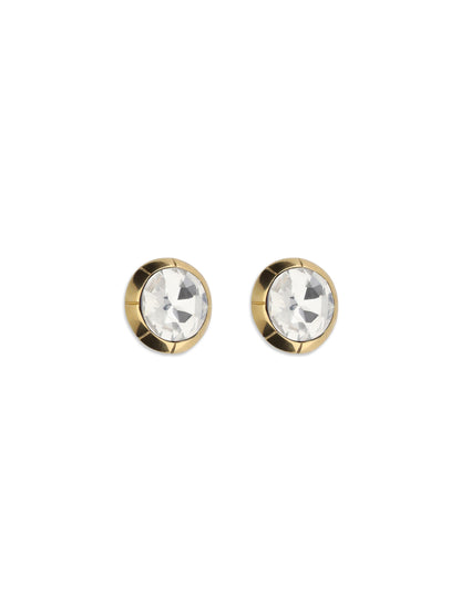 Alessandra Rich Round crystal clip-on Earrings - Cry-Gold