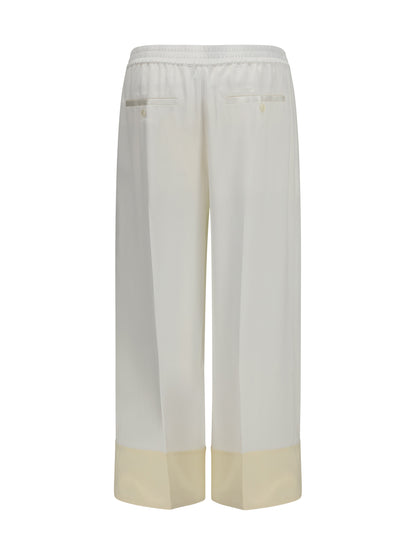 Toteme Drawstring satin Pants - White