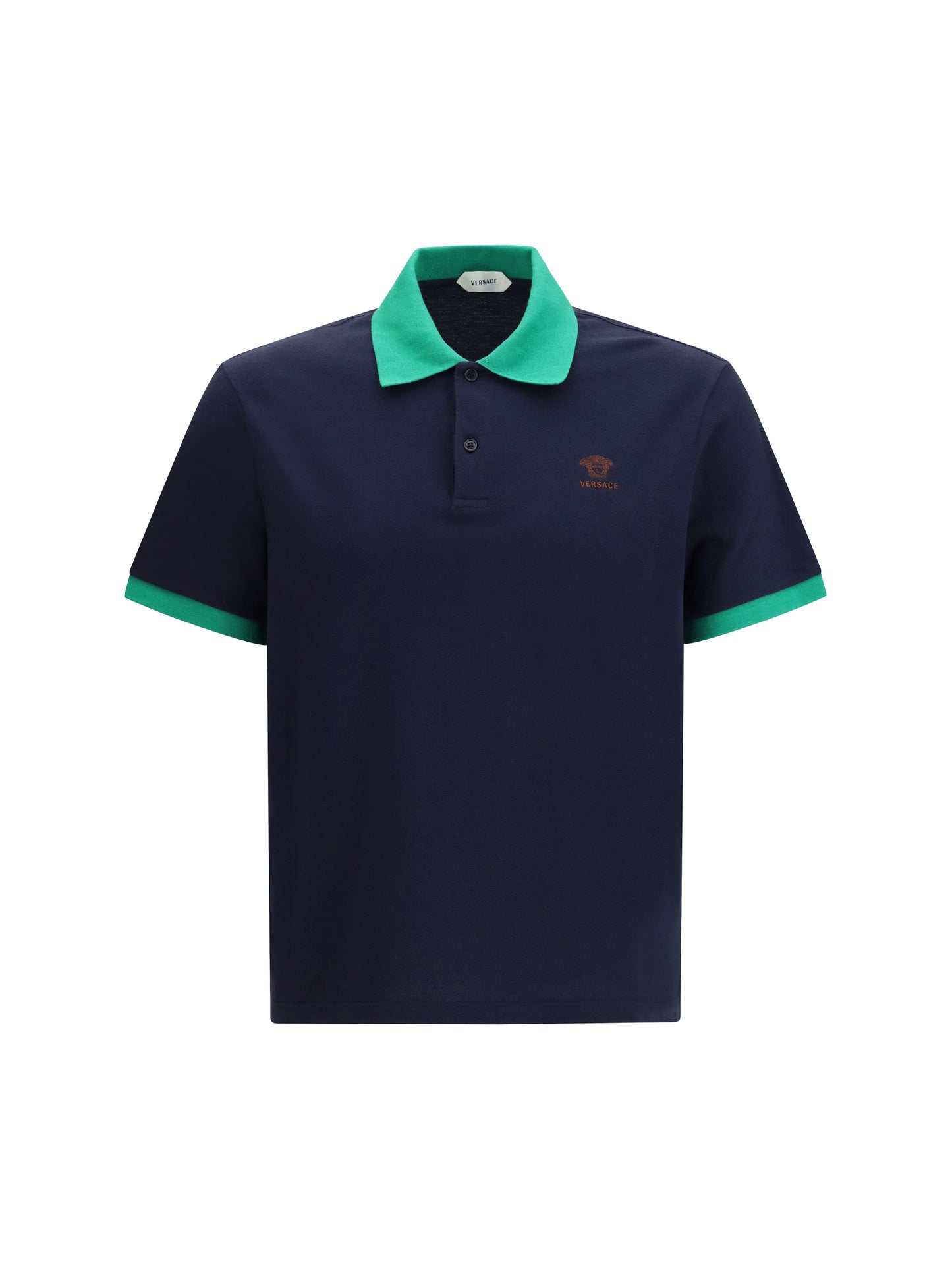 VERSACE Polo in cotton piqué with embroidery