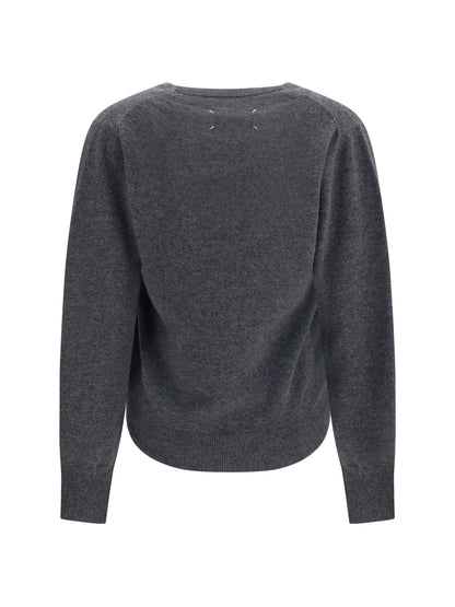 Maison Margiela Wool Sweater with gathered neckline - Medium Grey