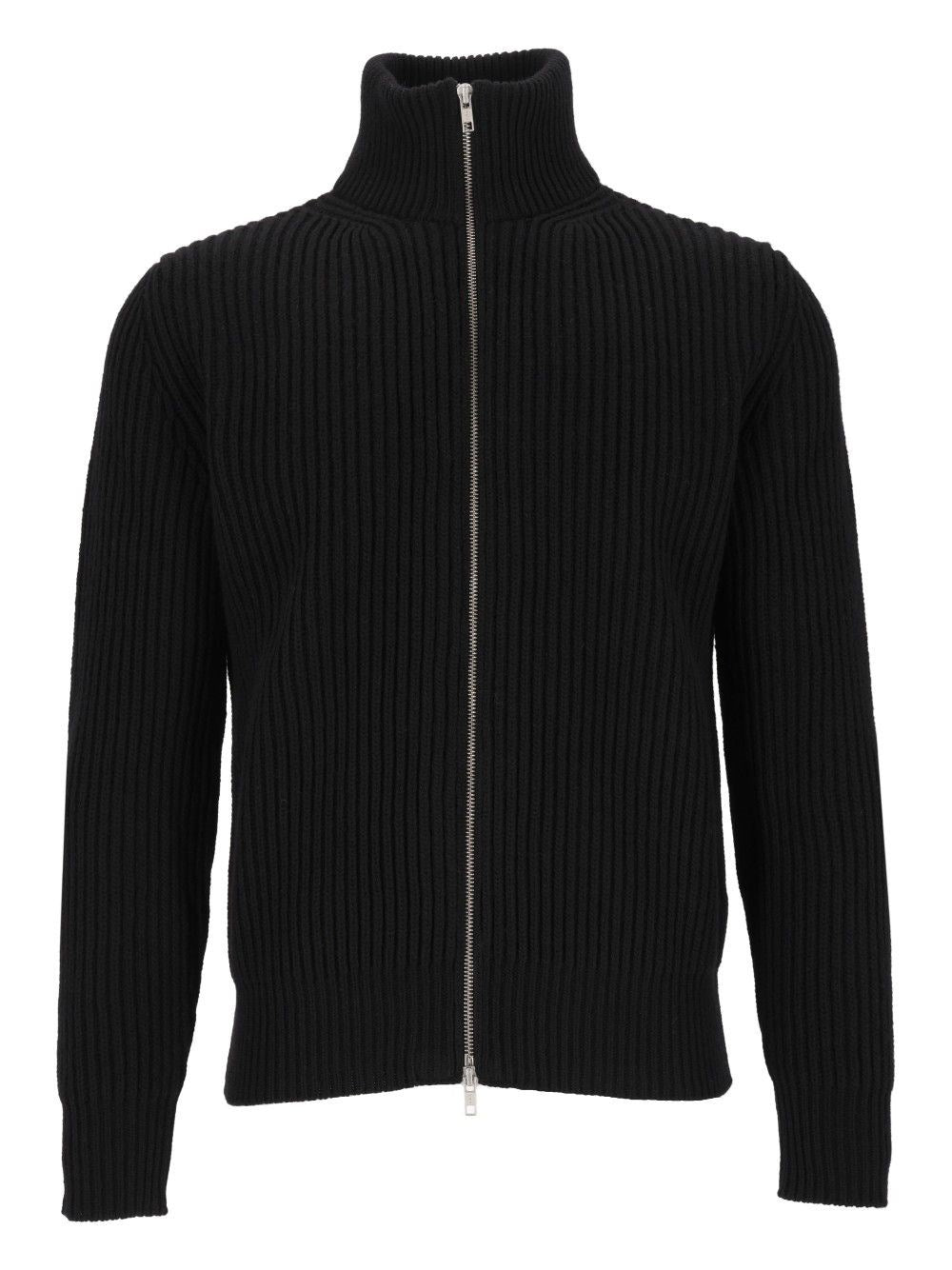 Mm6 Maison Margiela Ribbed Knit Jacket - Black