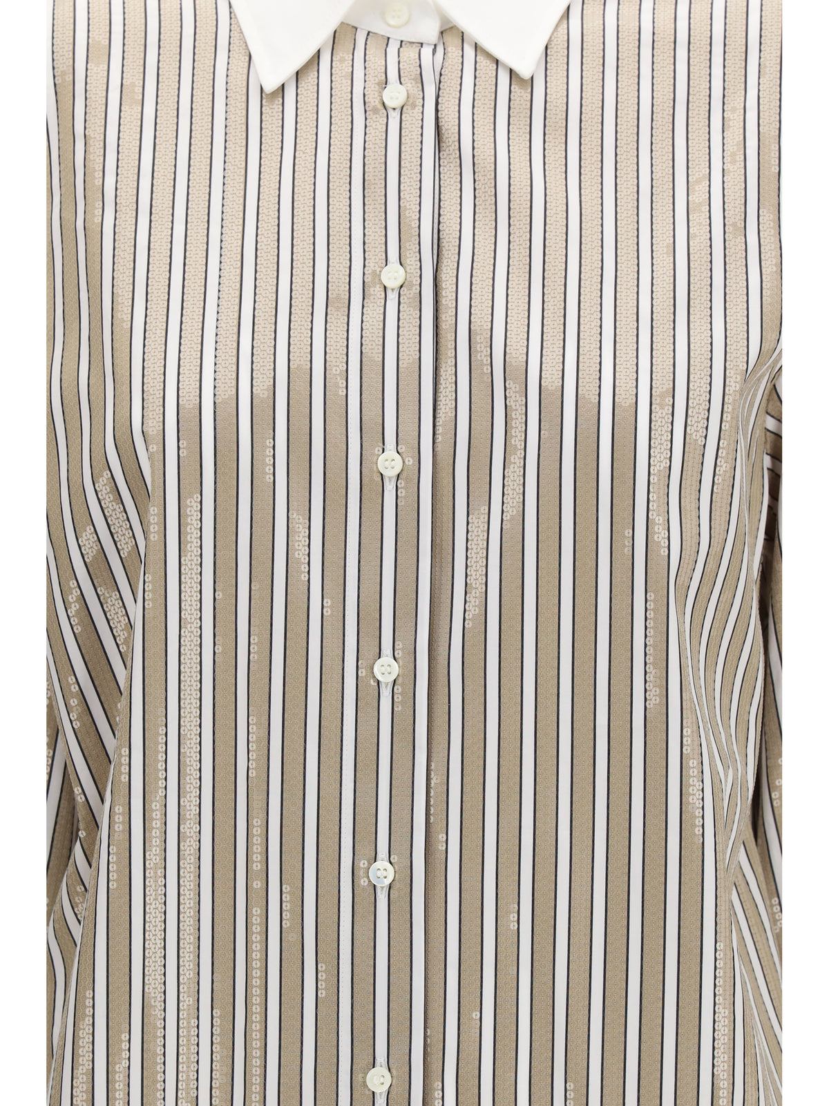 Brunello Cucinelli Dazzling Stripes cotton Shirt - Beige/Riga Nera/White