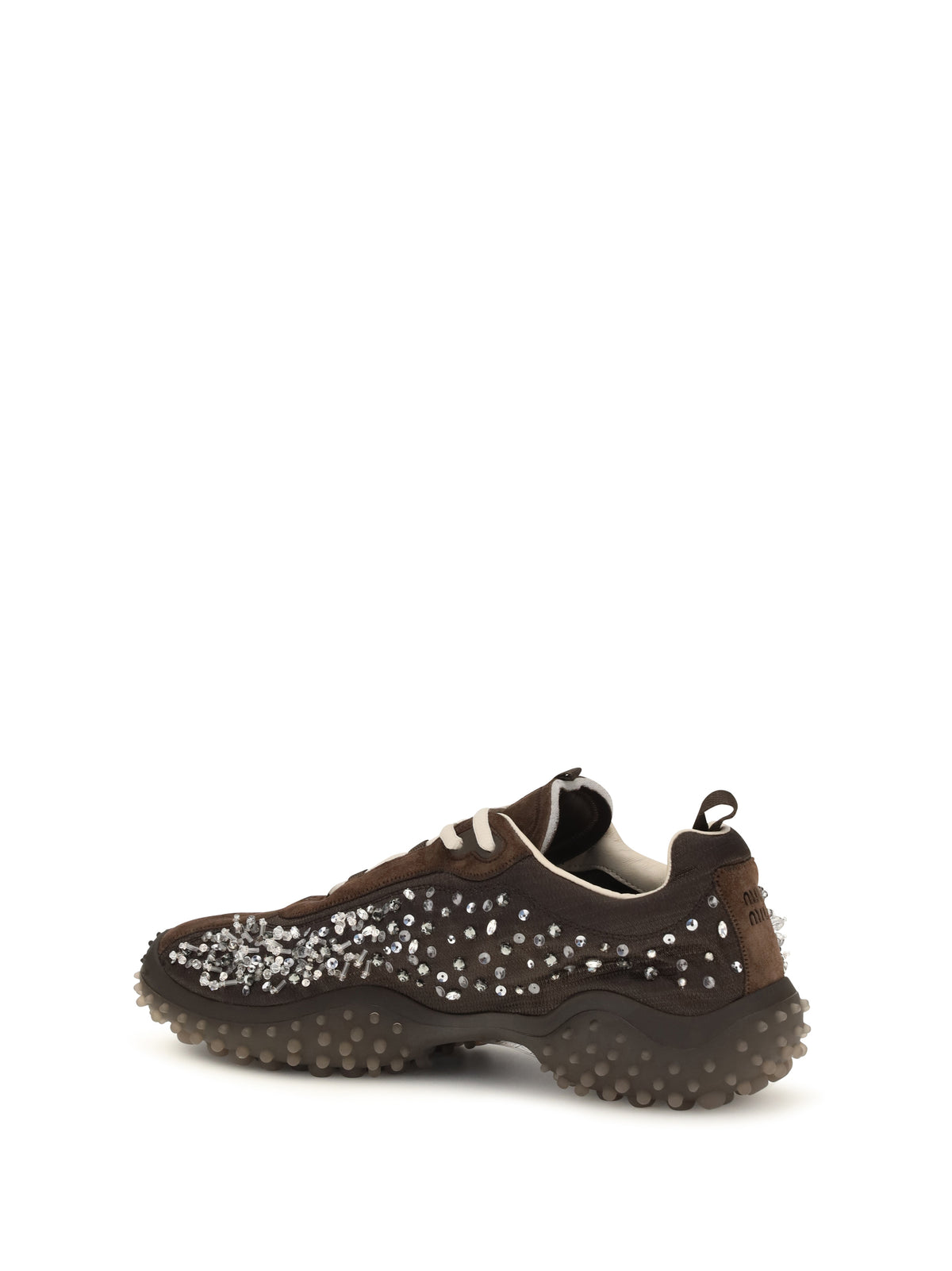 Miu Miu Suede and technical fabric Sneakers with crystals - Moro