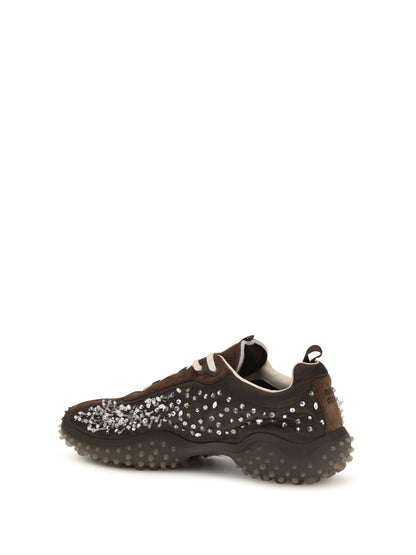 Miu Miu Suede and technical fabric Sneakers with crystals - Moro