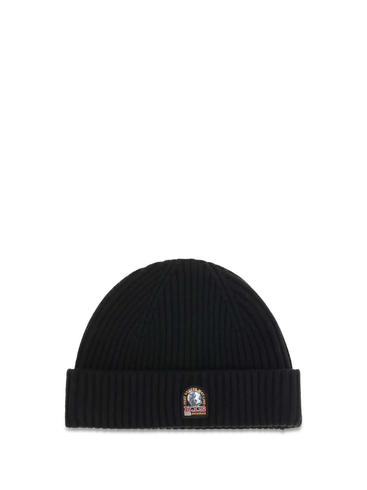 Parajumpers Beanie in ribbed knit with logo - Black