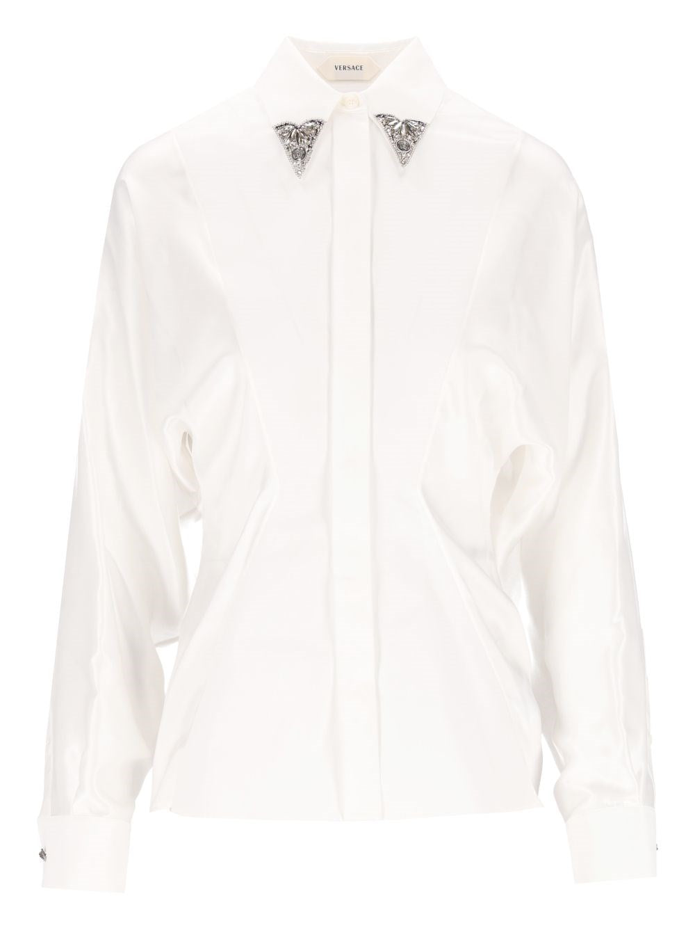 Versace Cotton Poplin Shirt With Embroidered Collar - White