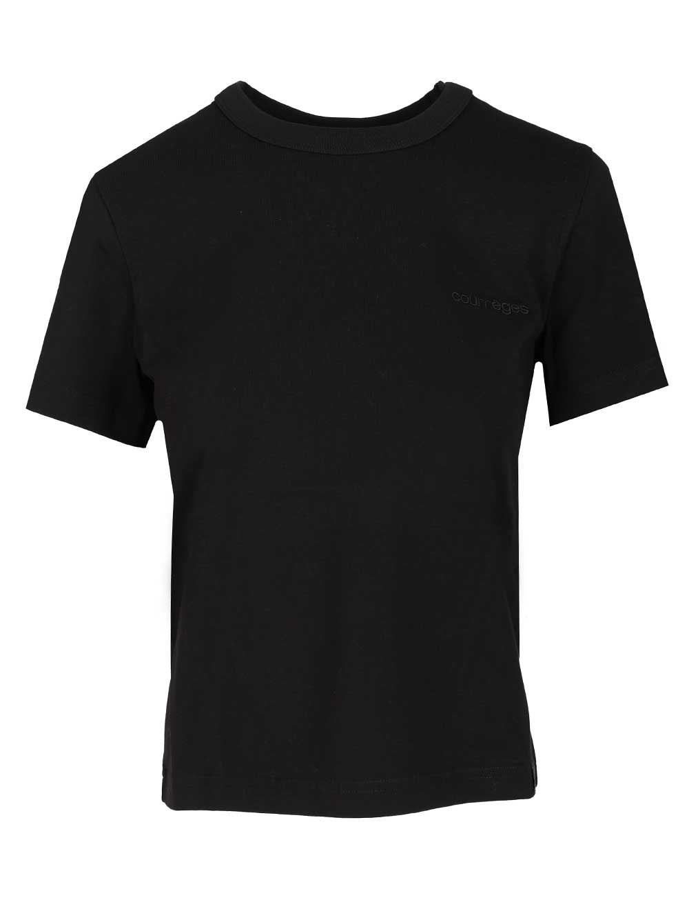 Courreges T-Shirt With Embroidered Logo - Black