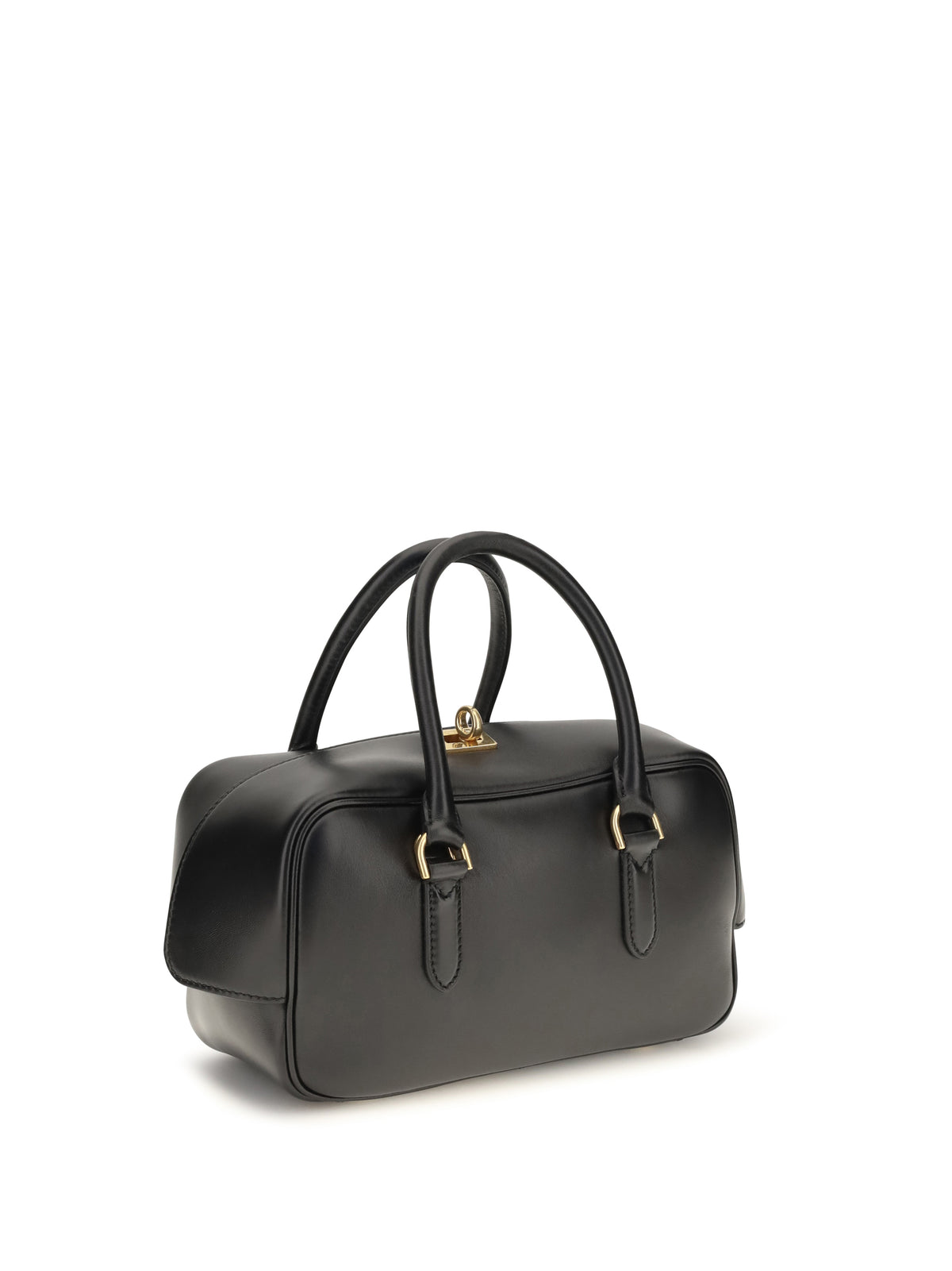 Balenciaga Small Le 7 Bowling Handbag - Black/Muscade