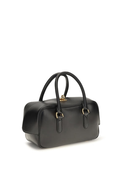 Balenciaga Small Le 7 Bowling Handbag - Black/Muscade