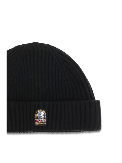 Parajumpers Beanie in ribbed knit with logo - Black