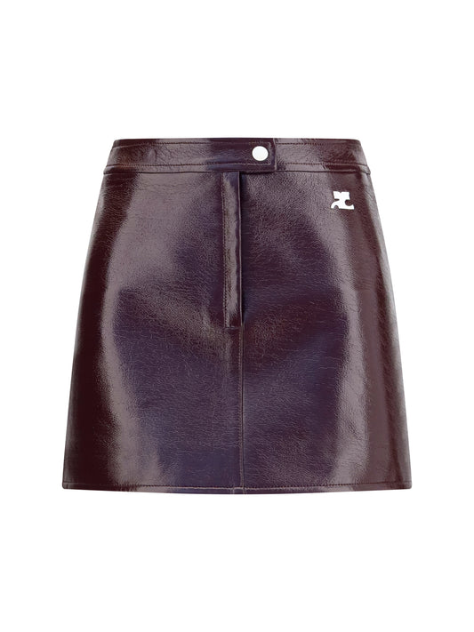 Courrèges Vinyl mini Skirt - Burnt Red