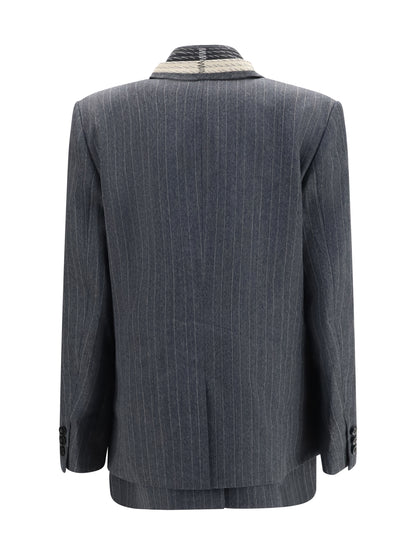 Sacai Pinstripe single breasted Jacket - Black