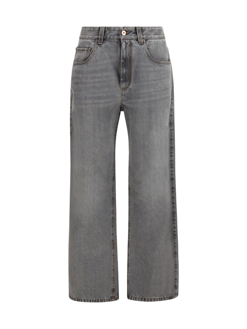 Brunello Cucinelli Wide-leg cotton denim Jeans - Light Grey Denim