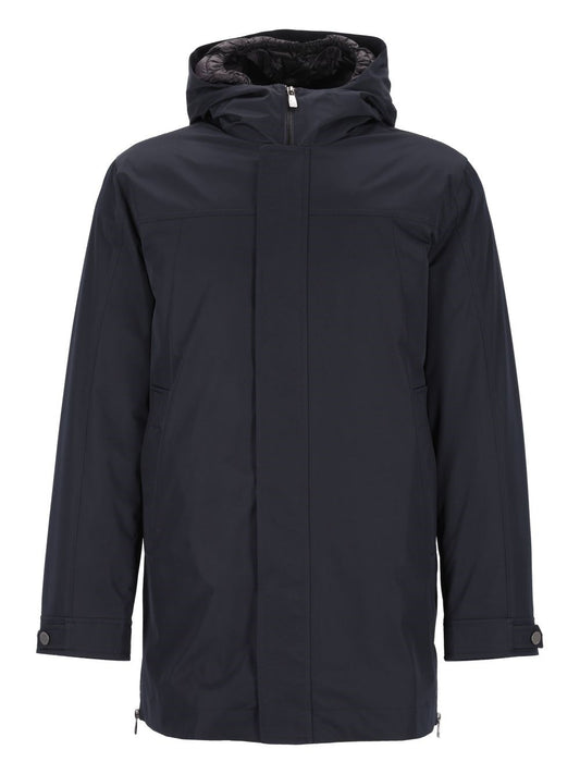 Corneliani Long Down Jacket With Hood - Blue