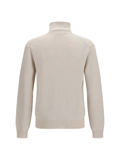 Brioni Wool and cashmere turtleneck Sweater - Beige/White