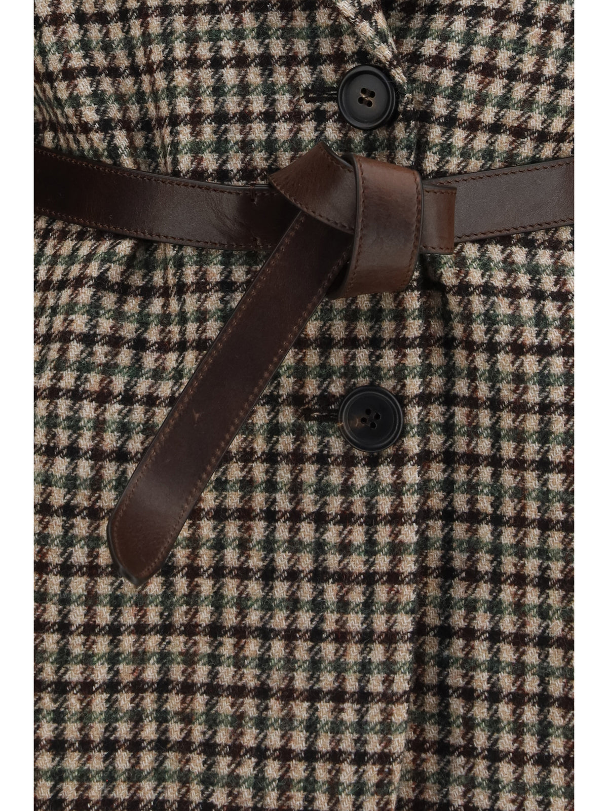 Brunello Cucinelli Single-breasted wool-blend Blazer with belt - Beige/Green/Moro