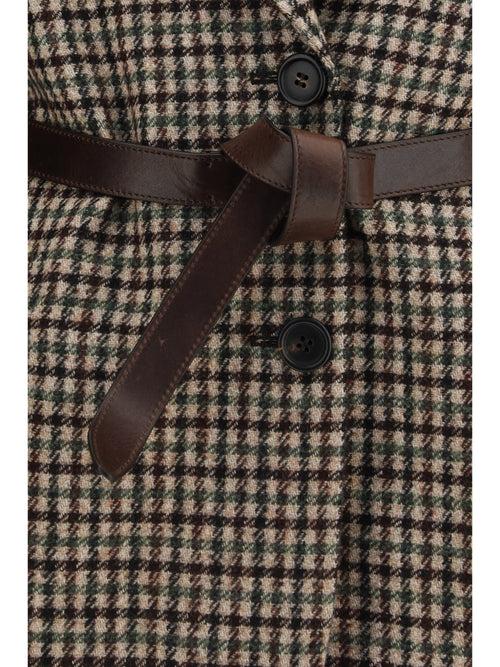 Brunello Cucinelli Single-breasted wool-blend Blazer with belt - Beige/Green/Moro