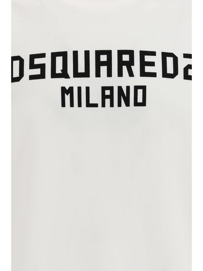 Dsquared2 T-shirt with “Dsquared2 Milano” logo printed - White