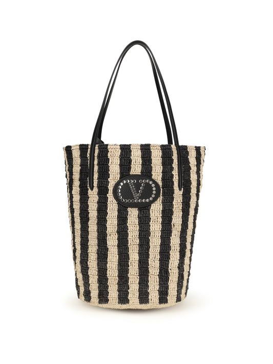 VALENTINO GARAVANI Striped raffia Bucket Bag