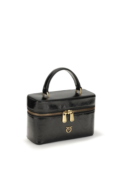 Pinko Vanity Soft Mini Quilted Beauty Case - Black-Antique Gold