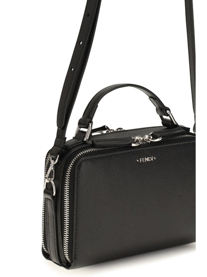 Fendi Calfskin Phone Holder Handbag - Black