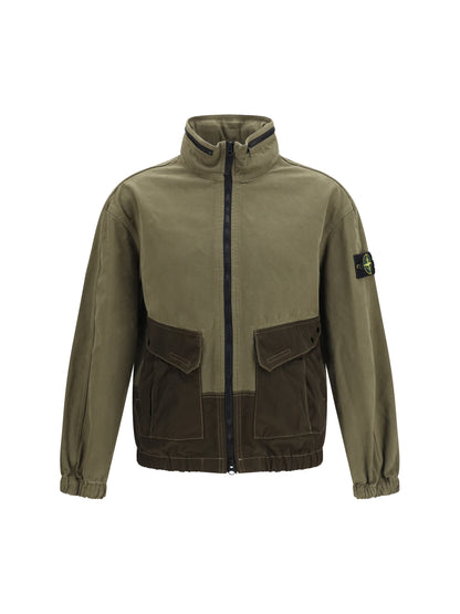 Stone Island Outwear Jacket with pockets and zipper details - Military Green