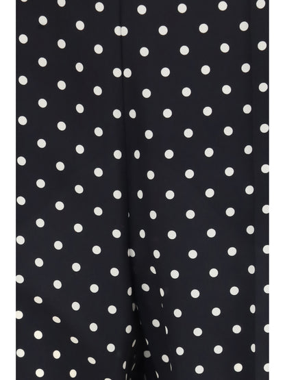 Valentino Polka-dot crêpe de chine Pants - Black/Betulla