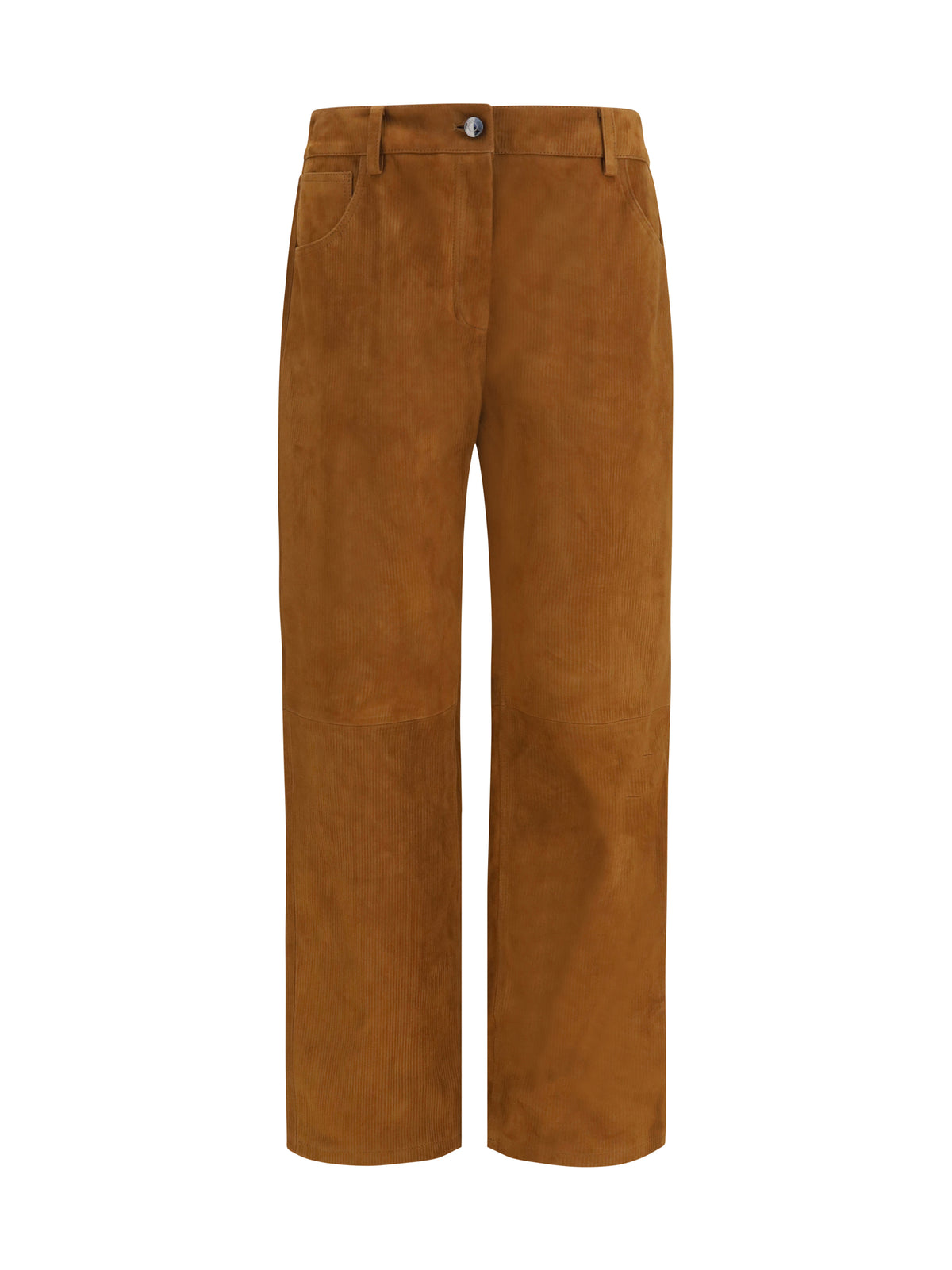 Magda Butrym Straight-leg corduroy-effect leather Pants - Brown