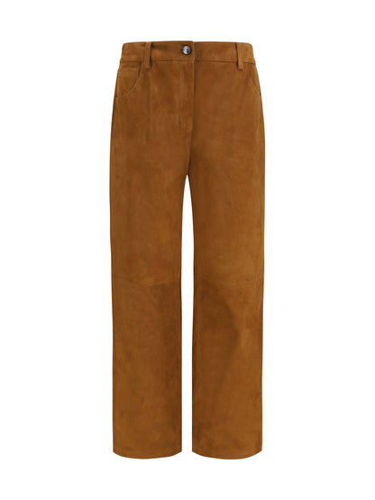 Magda Butrym Straight-leg corduroy-effect leather Pants - Brown