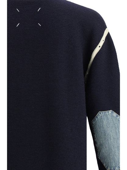 Maison Margiela Wool half-zip high-neck - Navy