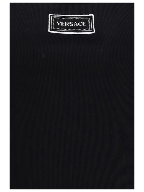 Versace Tank Top in cotton rib stretch - Black