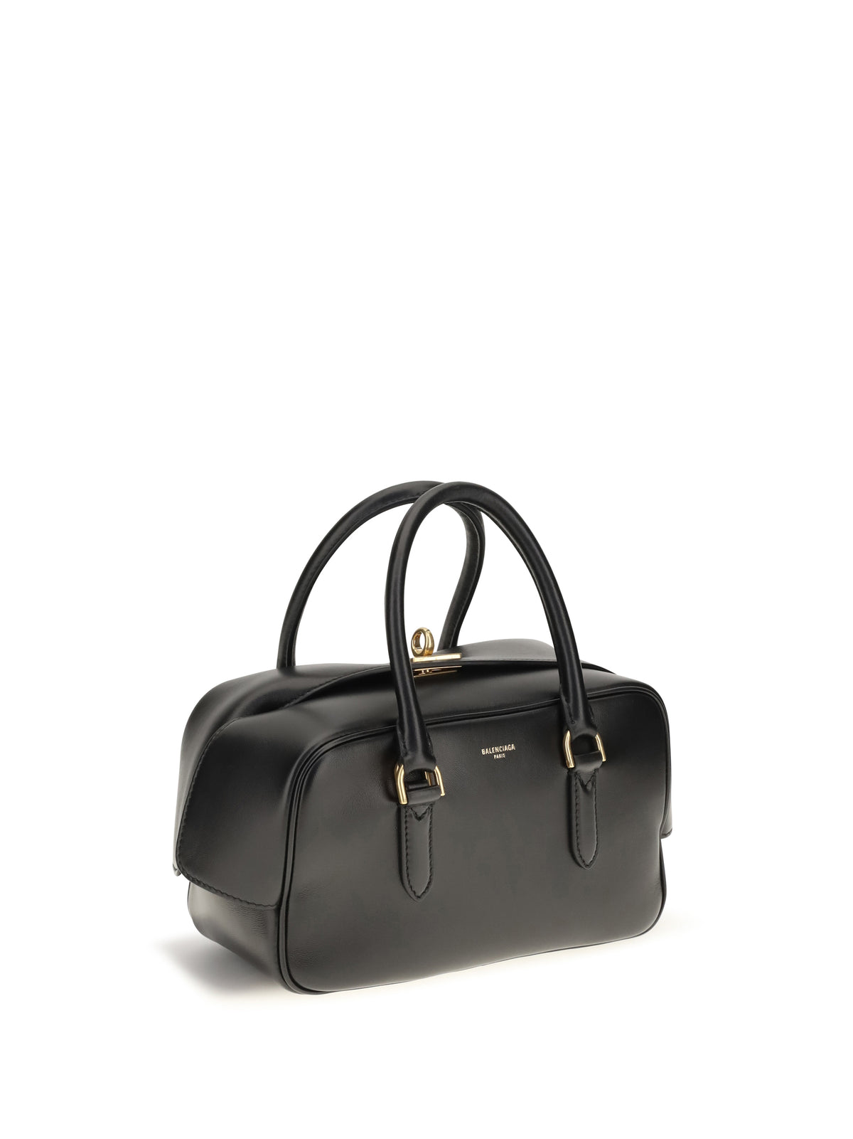 Balenciaga Small Le 7 Bowling Handbag - Black/Muscade