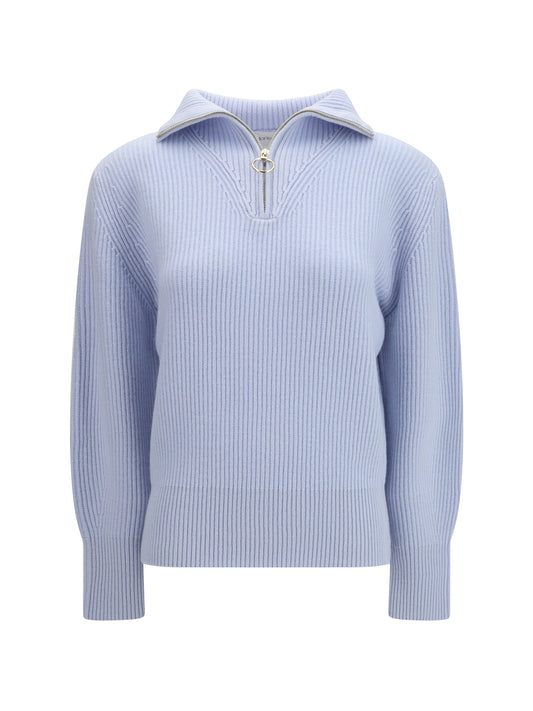 Forte_forte Wool and cashmere half zip Sweater - Celestial