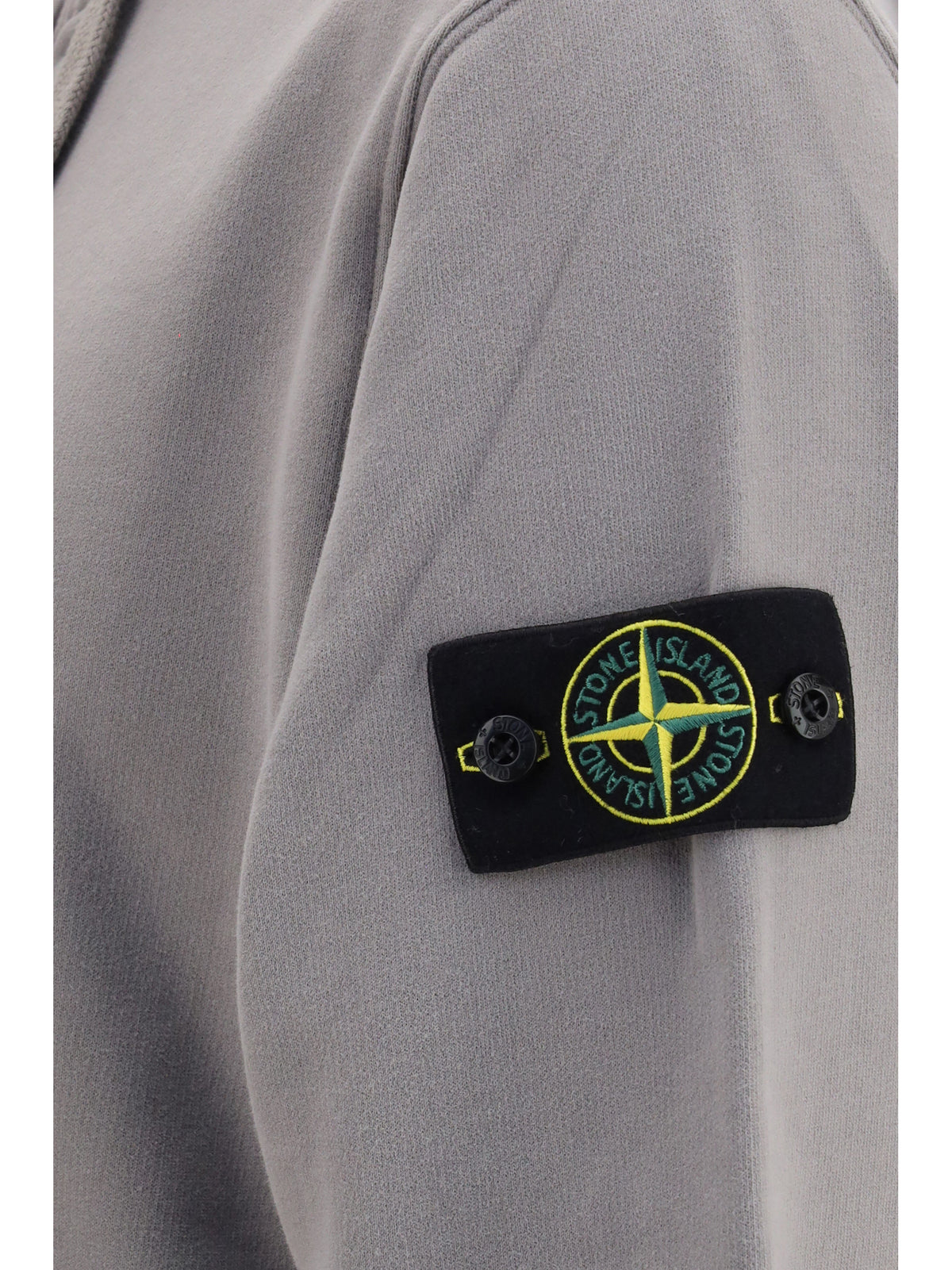 Stone Island Cotton Hoodie with zip and Compass logo - Grey