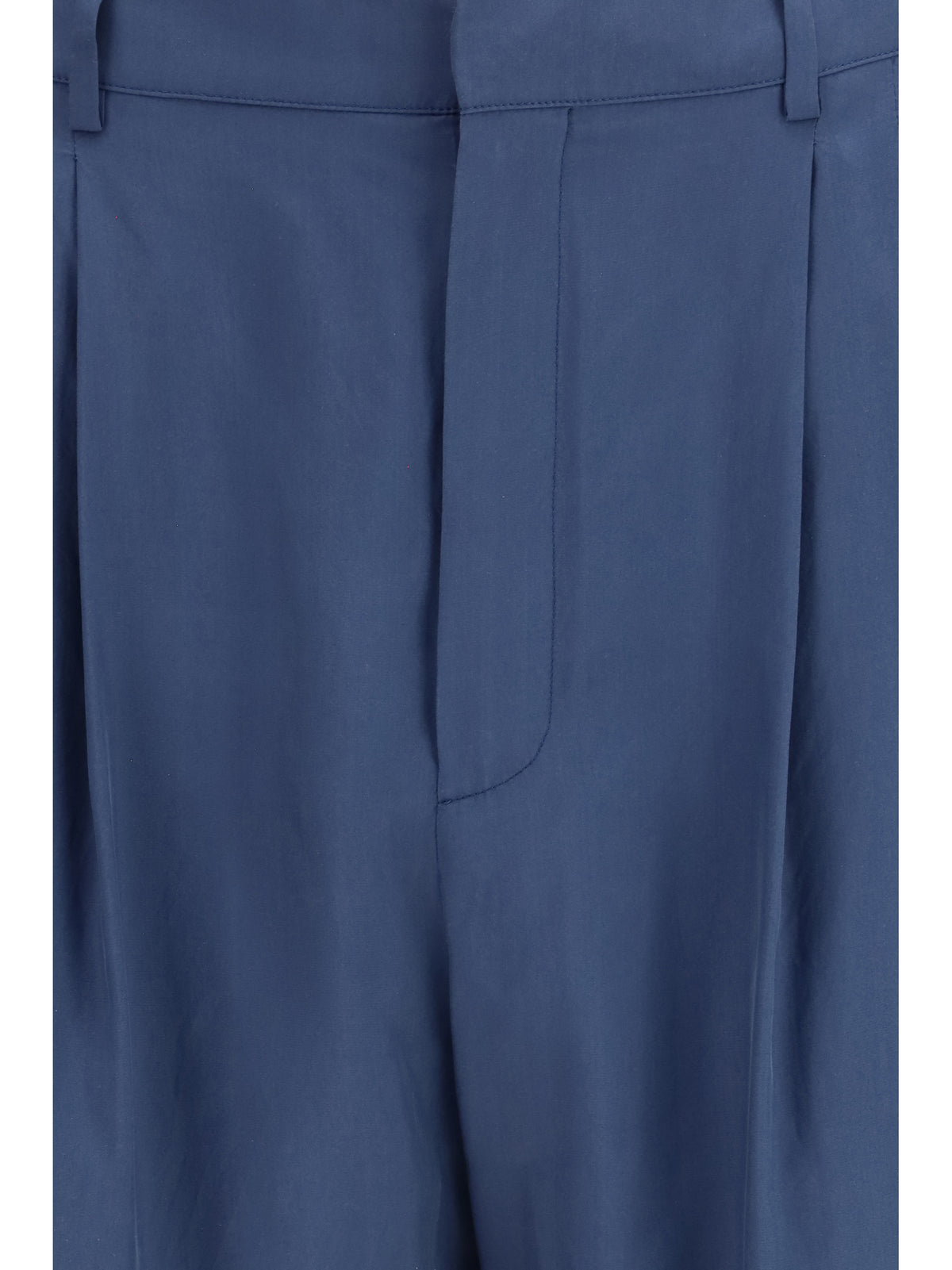 Saint Laurent Tailored Pants with habutai silk belt - Bluette