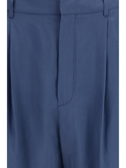 Saint Laurent Tailored Pants with habutai silk belt - Bluette