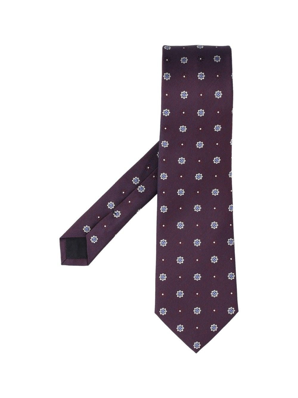 Saint Laurent Silk Jacquard Tie - Bordeaux