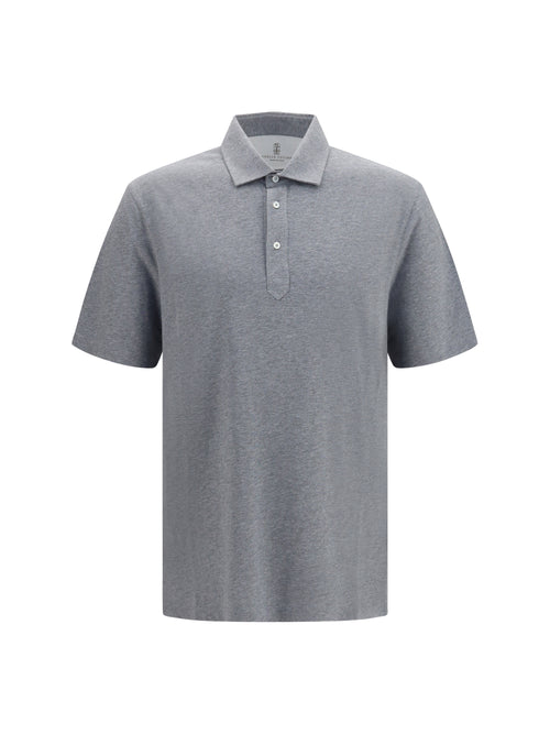 Brunello Cucinelli Cotton jersey Polo with shirt collar - Grey Medium