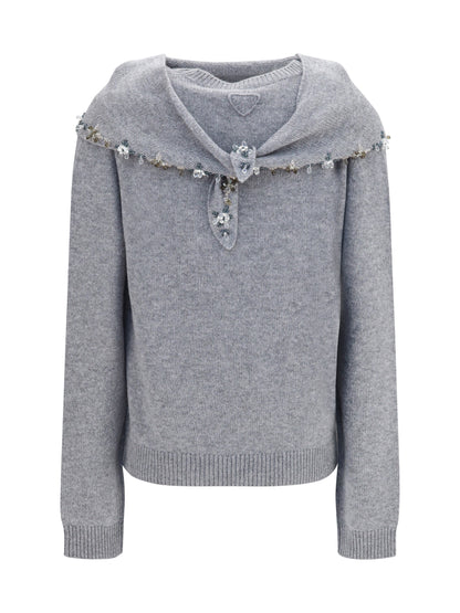 Prada Sweater with integrated scarf - Grey
