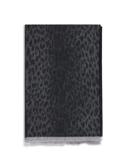 Gucci Leopard-print wool Scarf with monogram - Flanner/Black