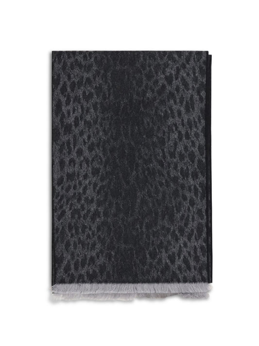 Gucci Leopard-print wool Scarf with monogram - Flanner/Black