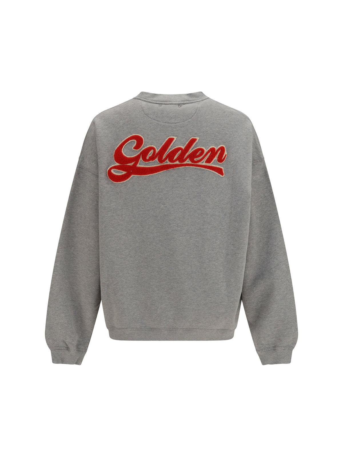 Golden Goose Oversized Crewneck Sweater with lettering on the back - Alluminium Melange Gray