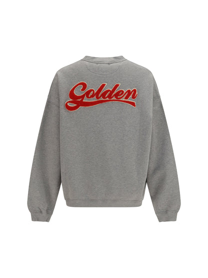 Golden Goose Oversized Crewneck Sweater with lettering on the back - Alluminium Melange Gray
