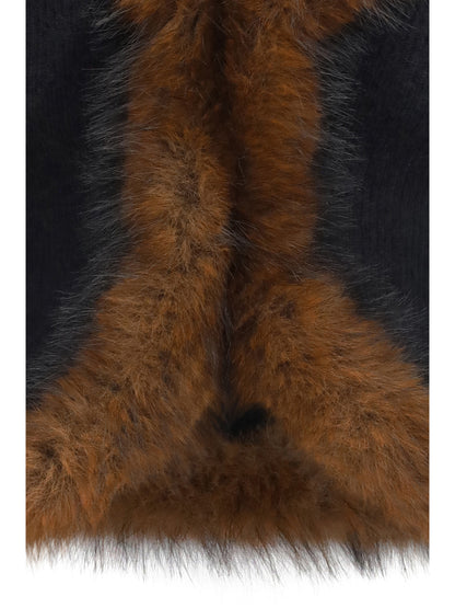 Self-Portrait Knit and faux fur Cardigan - Black