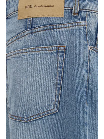 Ami Paris Cotton wide-leg Jeans - Bleu Used