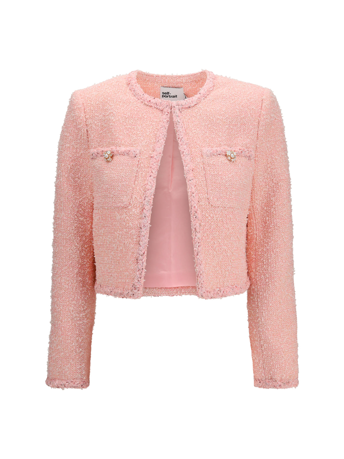 Self-Portrait Bouclé Jacket - Pink